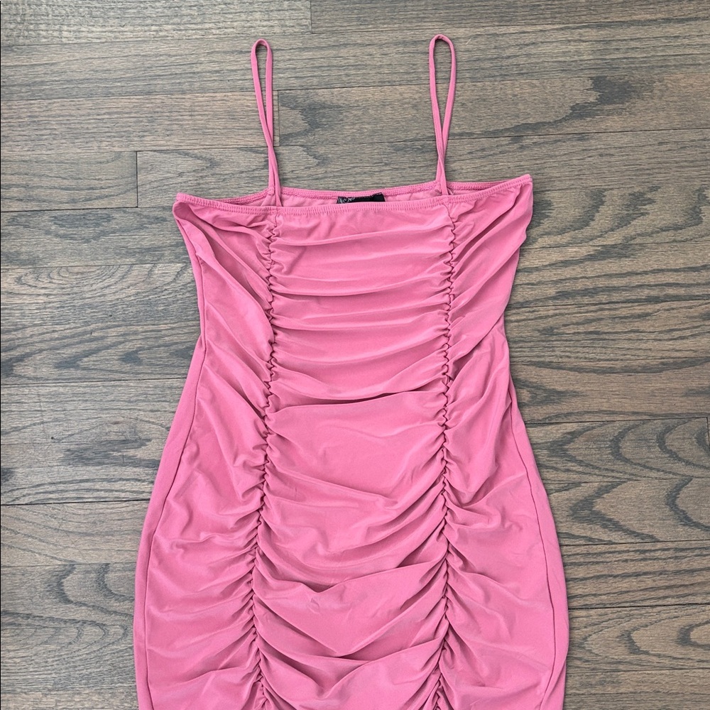 Elegant Pink Ruched Mini Dress - Picture 4 of 10